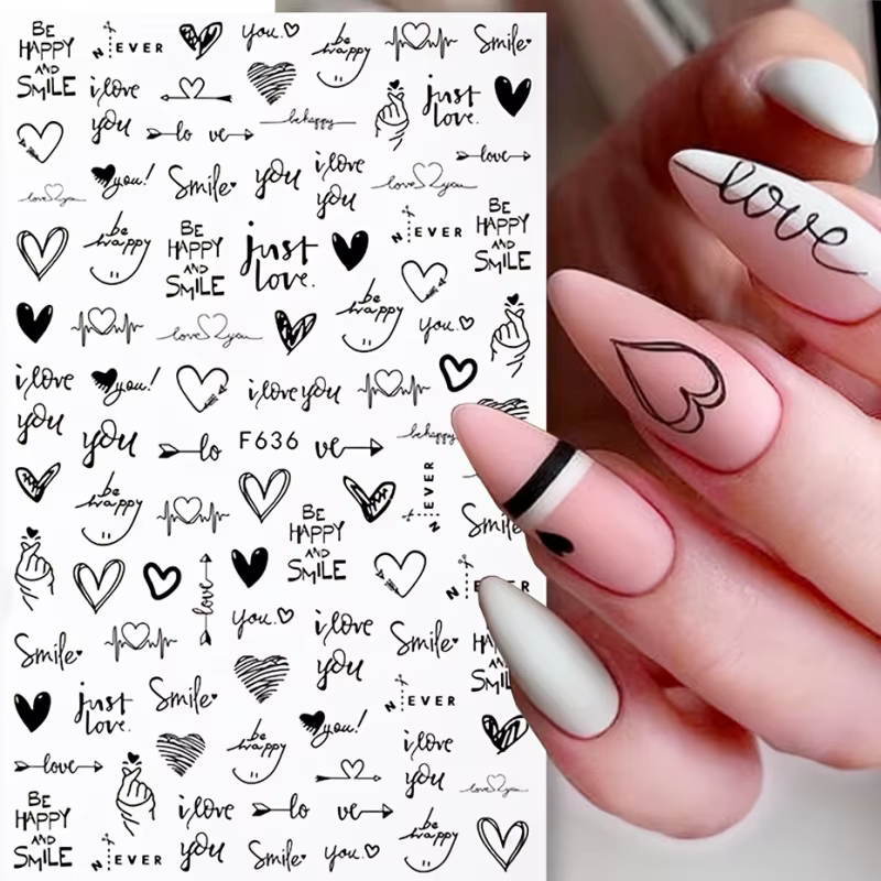 2 autocollants pour ongles sur le thème de la Saint-Valentin F636