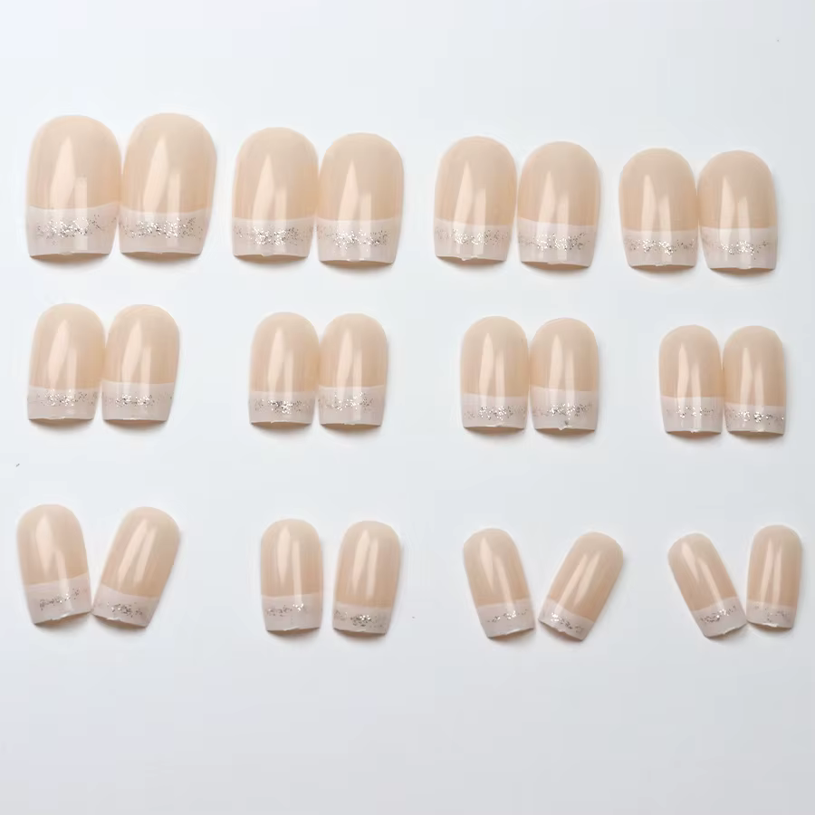 24 pièces/ensemble Faux ongles carrés moyens pour femmes et filles