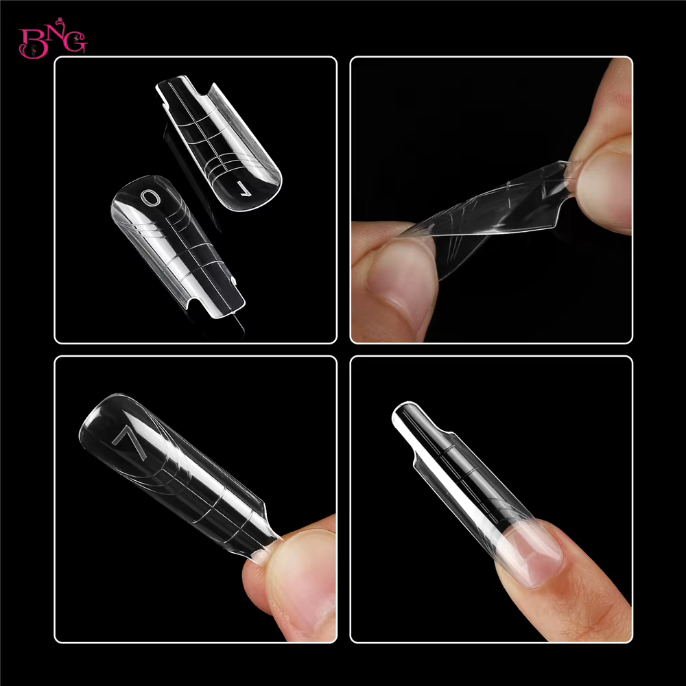 BNG 140 pièces/boîte formes d'ongles carrées pour Gel UV moule d'extension de construction rapide en plastique double