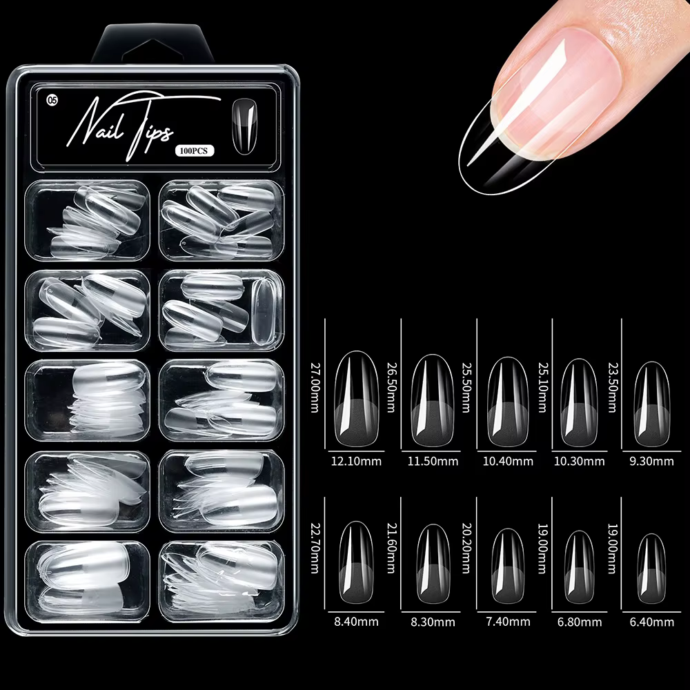 100 pièces/boîte faux ongles conseils cercueil presse