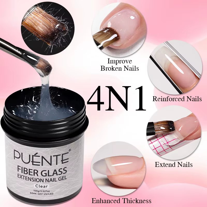 PUENTE 100g vernis à ongles Gel d'extension en fibre de verre Transparent pour renforcer la construction