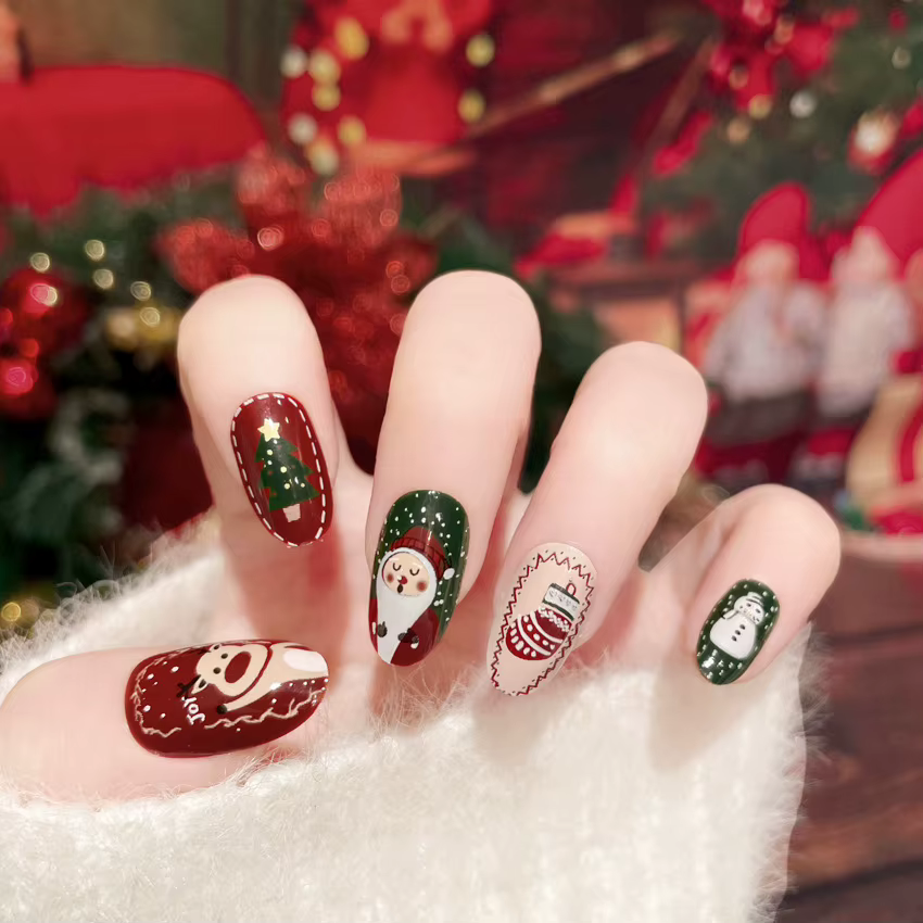 Faux ongles College de dessin animé Père Noël