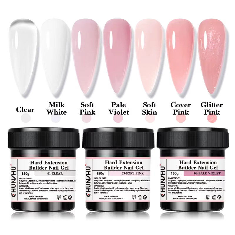 CHUNSHU 150ML Gel constructeur blanc laiteux pour Extension d'ongles auto-nivelant Gel dur renfort Camouflage Gels pour ongles