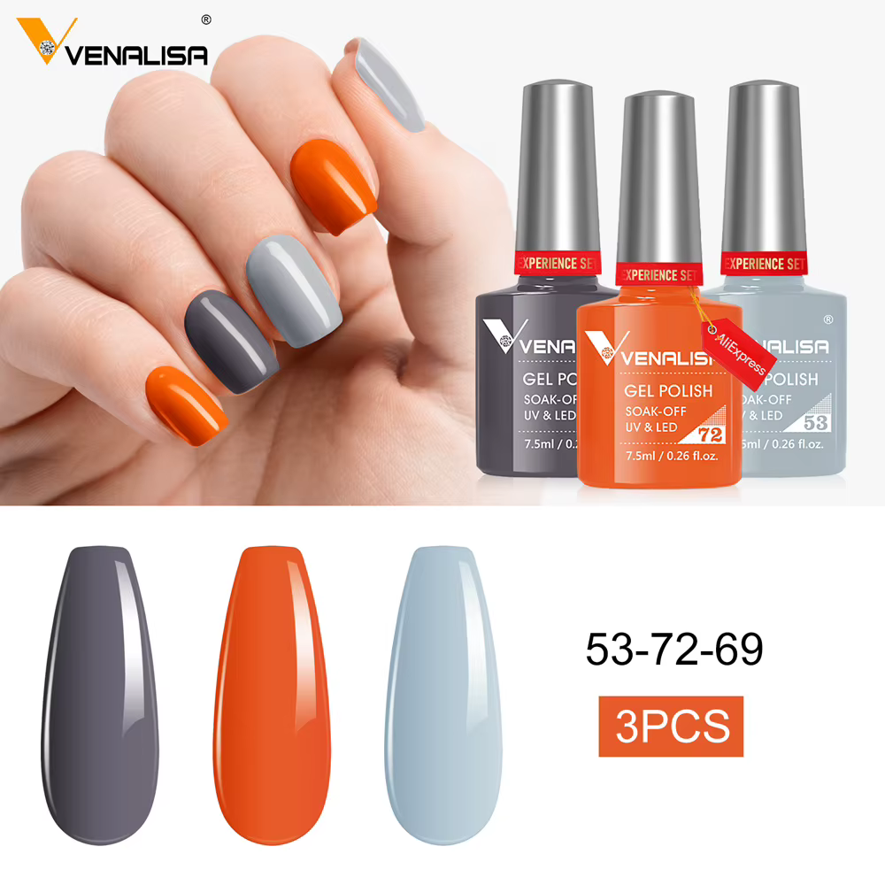 Venalisa 3 pièces/kit magnifique Kit de vernis à ongles de couleur tremper UV LED
