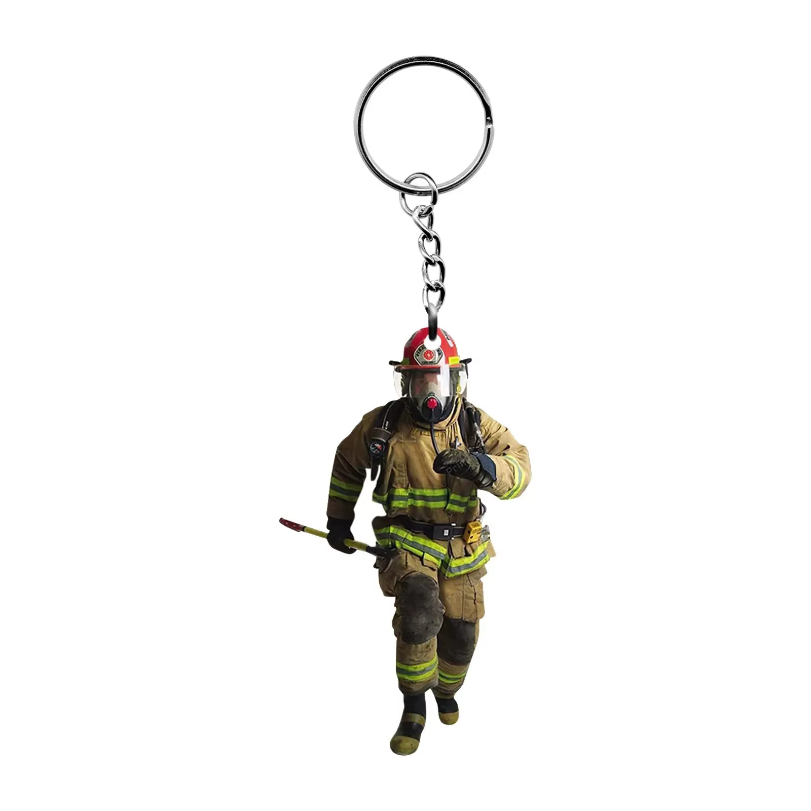Accessoires de pompier porte-clés pompier pompier design de sauvetage d'urgence porte-clés dôme en verre porte-clés à breloques