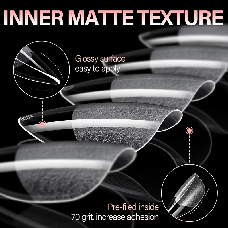 Faux ongles courts carrés trapézoïdaux en forme d'amande