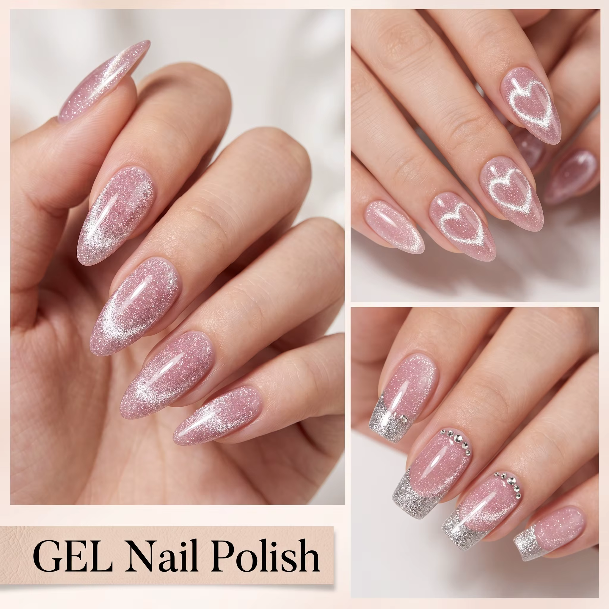 Vernis à ongles effet œil-de-chat rose