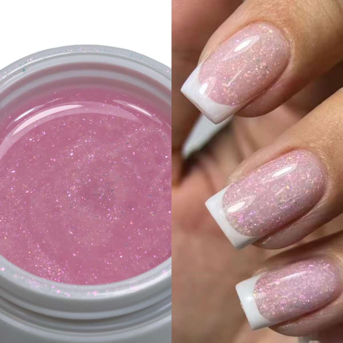 MSHARE 30g Gel de Construction pour Ongles Rose Pailleté