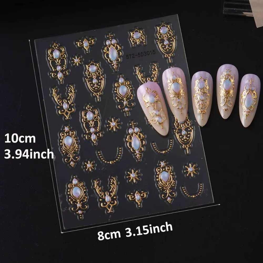Autocollants d'art d'ongles 5D luxueux