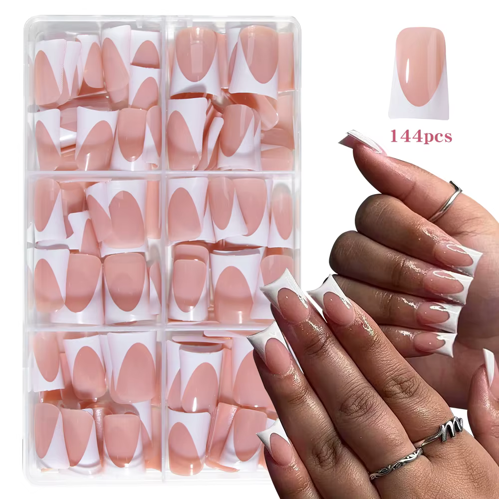 144 pièces ongles de canard élégance Simple et classique blanc français