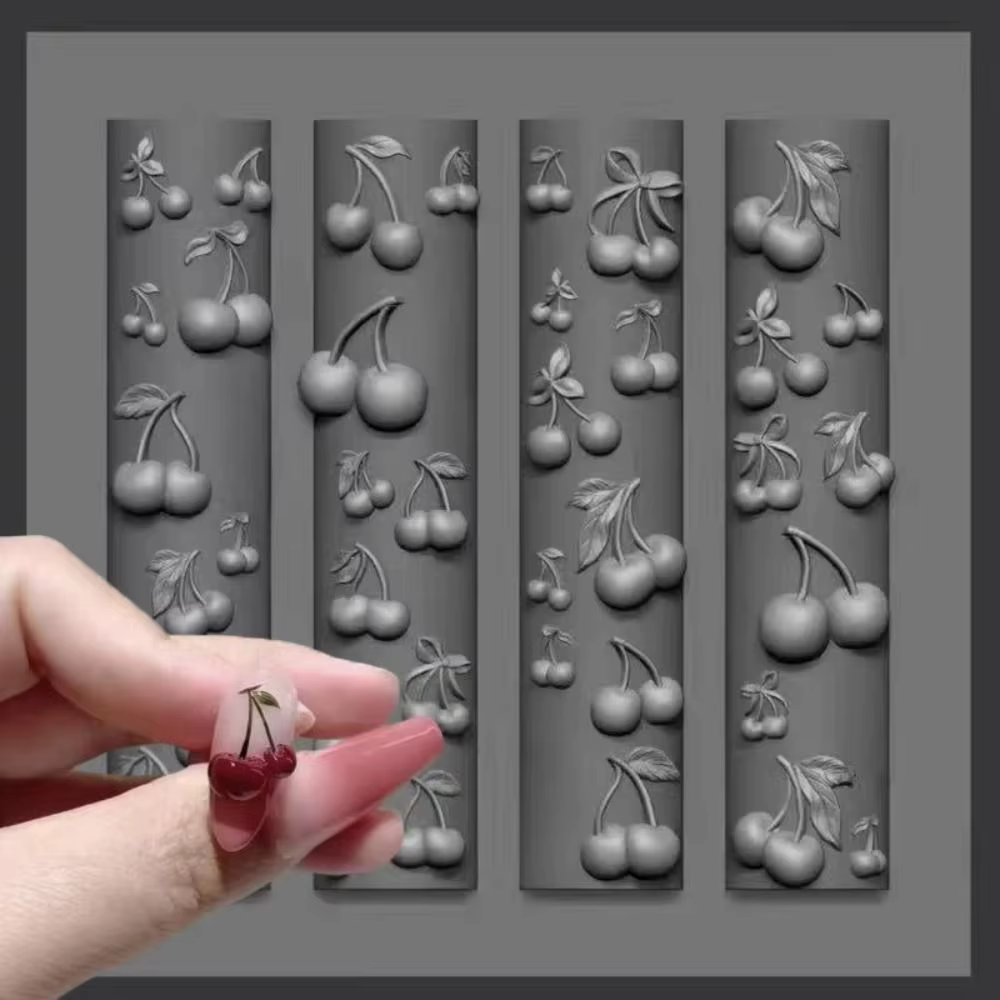 Modèles d'ongles Design cerise 3D