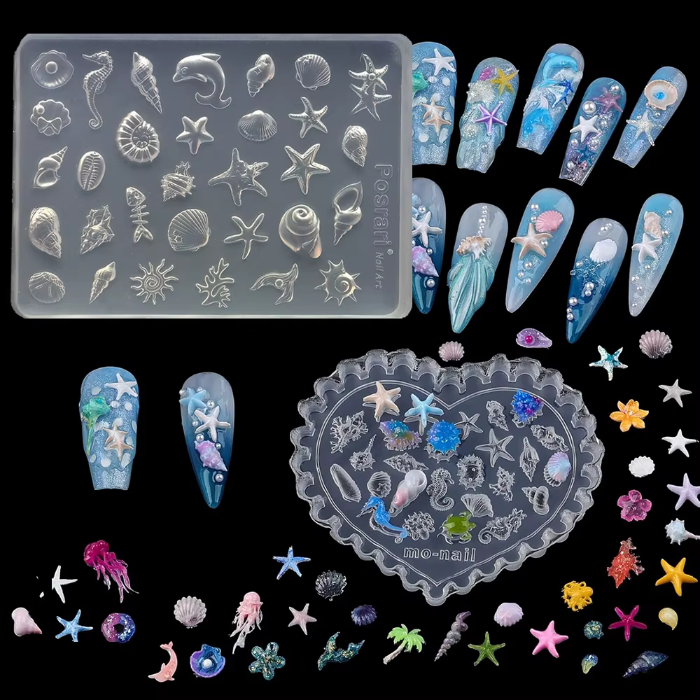 Moule à ongles en silicone Océan d'été