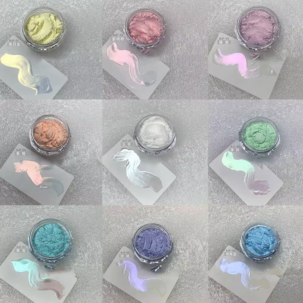 6 pots de poudre à ongles effet miroir sirène