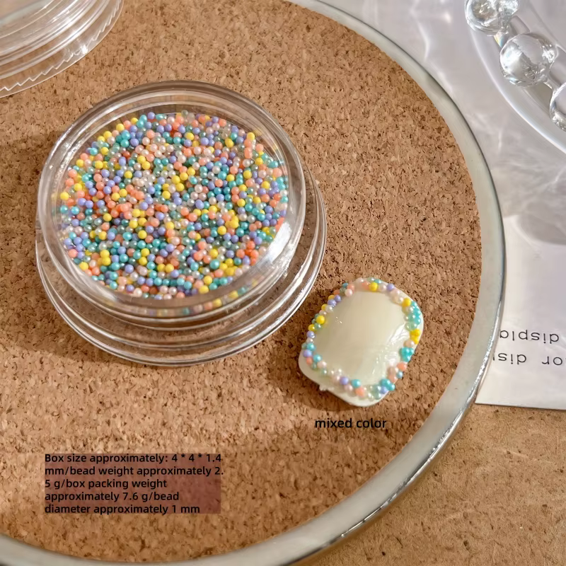 1 boîte de perles pour ongles Caviar couleur dopamine