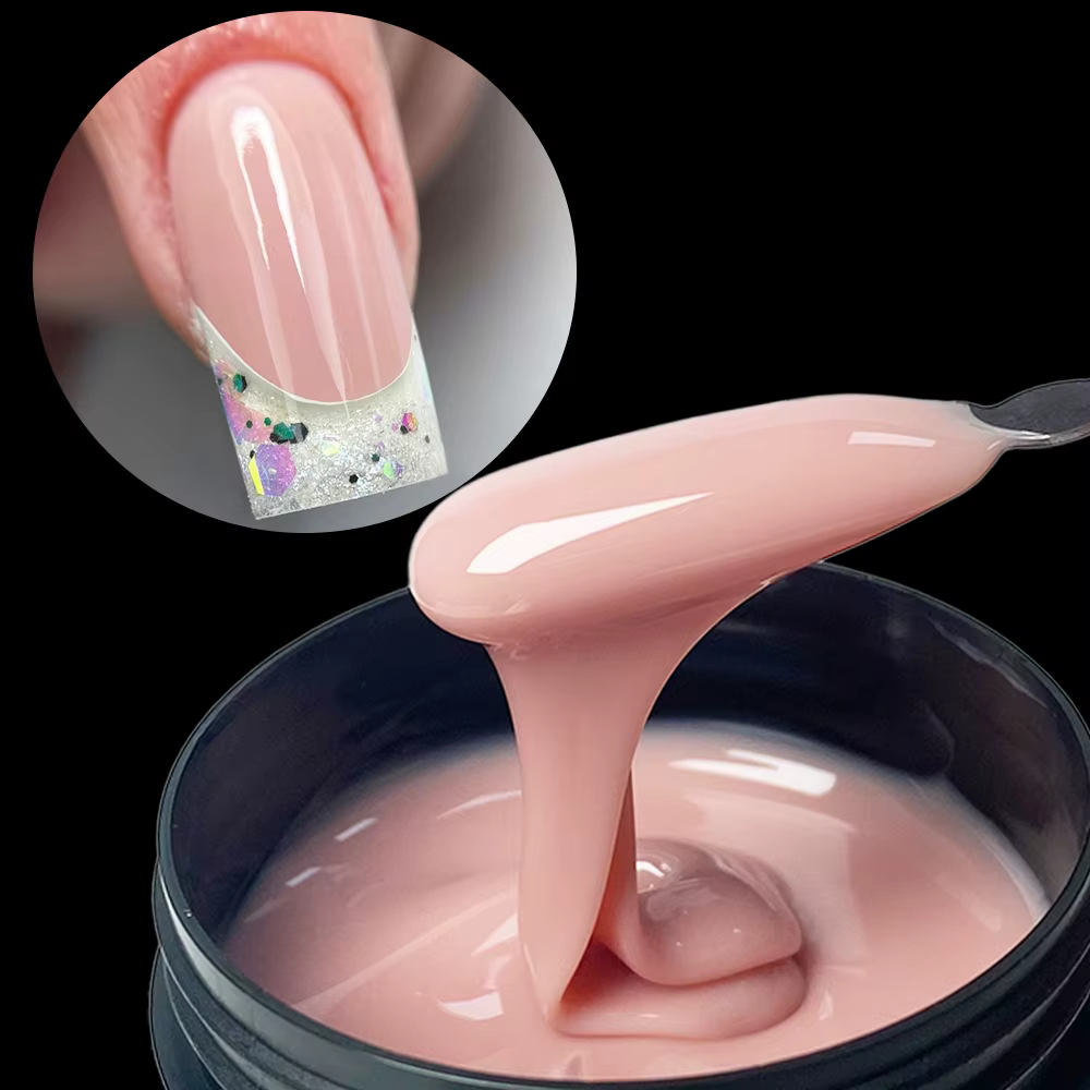 Jillnails 100g Gel à ongles constructeur rose blanc laiteux pour Extension d'ongles Gel moyen naturel 100ml Gel auto-nivelant construction blanche