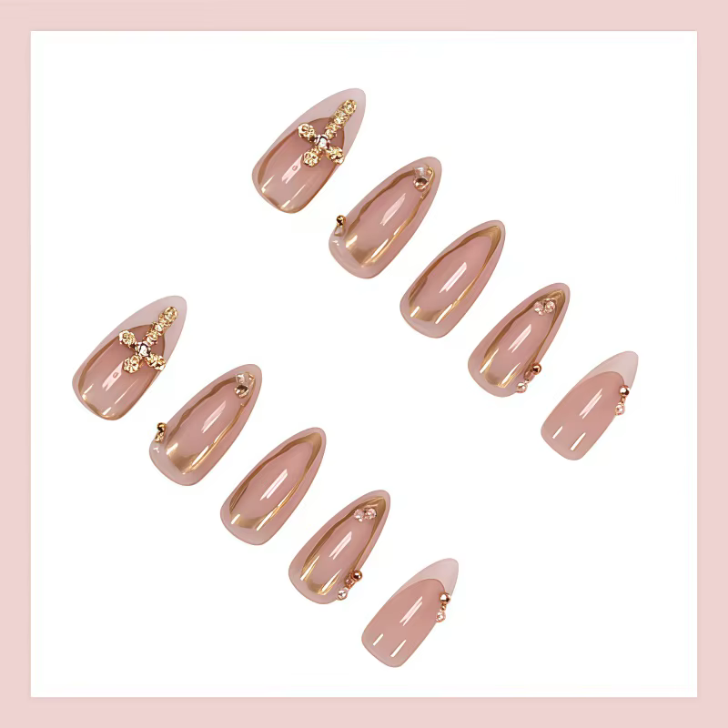 24 pièces de faux ongles transparents blancs de style français