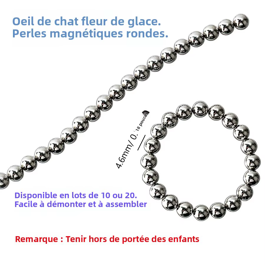 10/20 pièces perles magnétiques rondes pour Nail Art ondulation de l'eau oeil de chat Gel vernis fleur glacée sculpture
