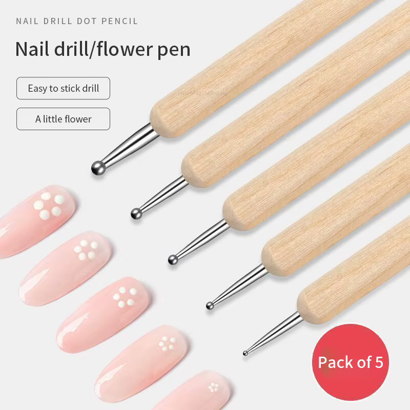 Perceuse à ongles en bois à double tête en acier inoxydable
