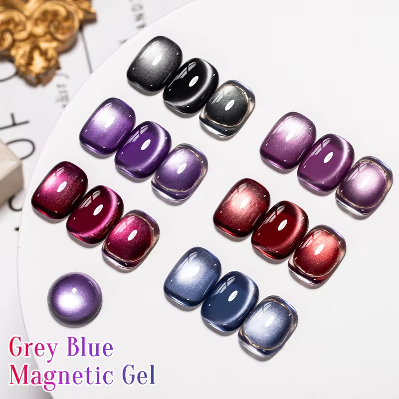 Vernis à ongles Gel magnétique chat gris bleu effet perle de verre Gel