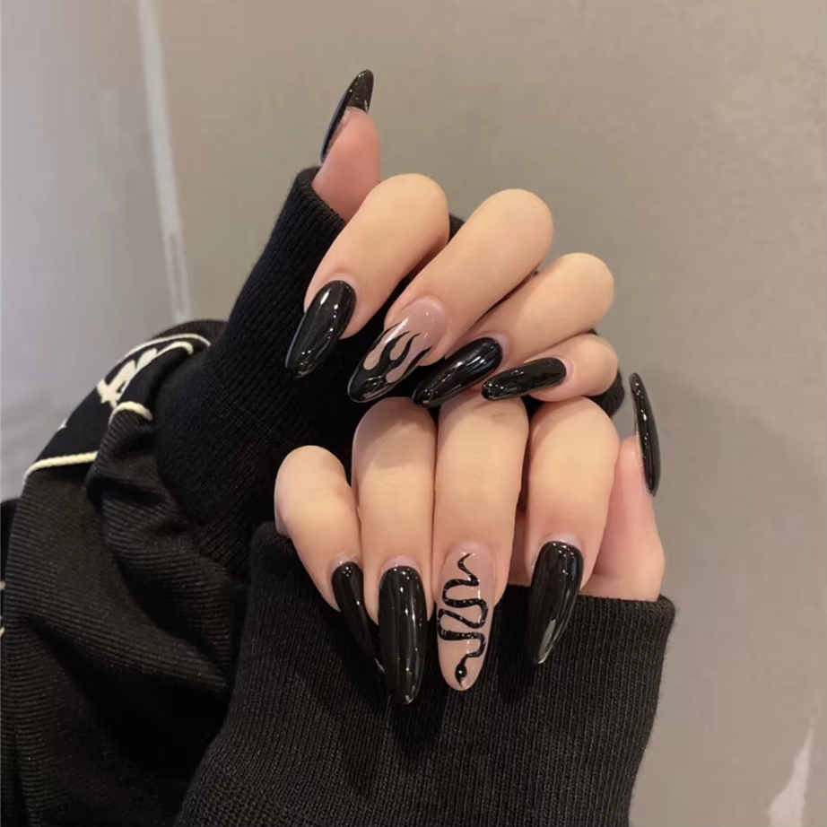 24 pièces/boîte charmant rose flamme longue Ballet faux ongles filles tête carrée couverture complète détachable fini