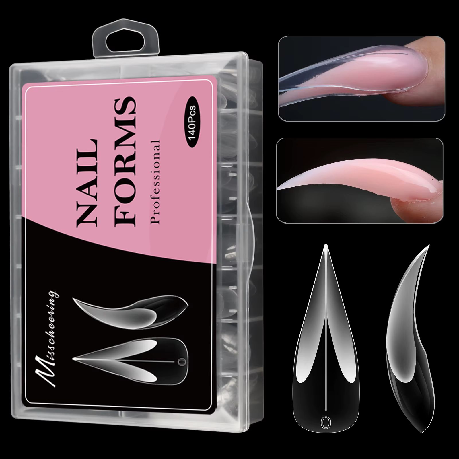 Nouvelles formes d'ongles à griffe d'aigle 140 pièces pointes d'extension en cristal pour ongles en Gel rapides Kit