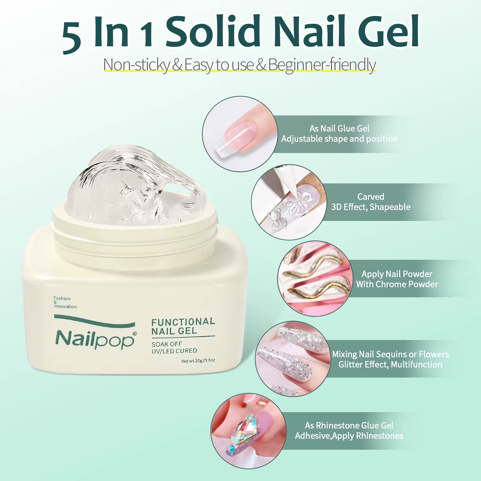 Nailpop – colle Gel solide pour ongles à pression