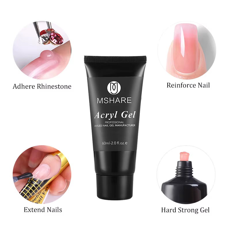 MSHARE Poly ongles Gel acrylique 60ml constructeur UV Led Acrylgel