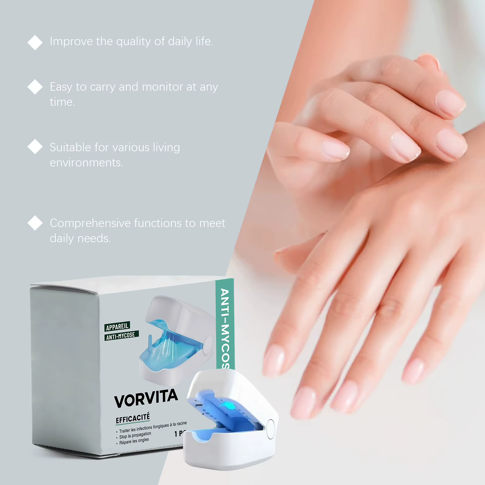 Appareil de soin des ongles : nourrit et prend