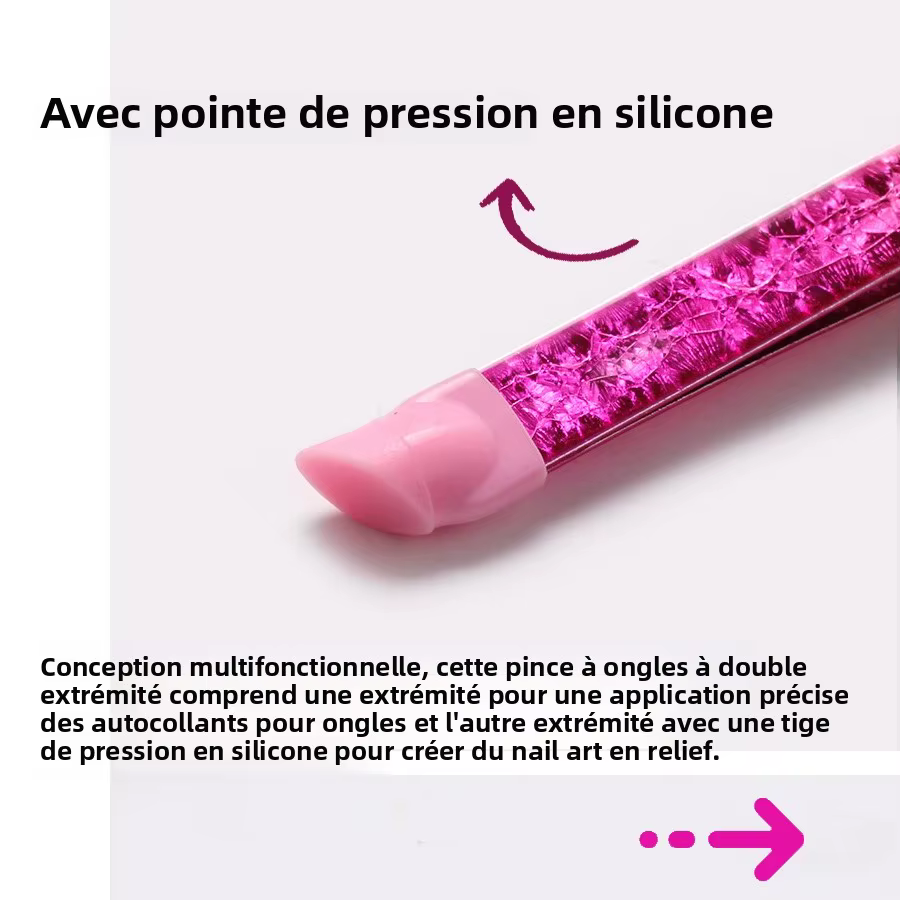 Pincettes à ongles en Silicone à Double extrémité avec tête de pressage