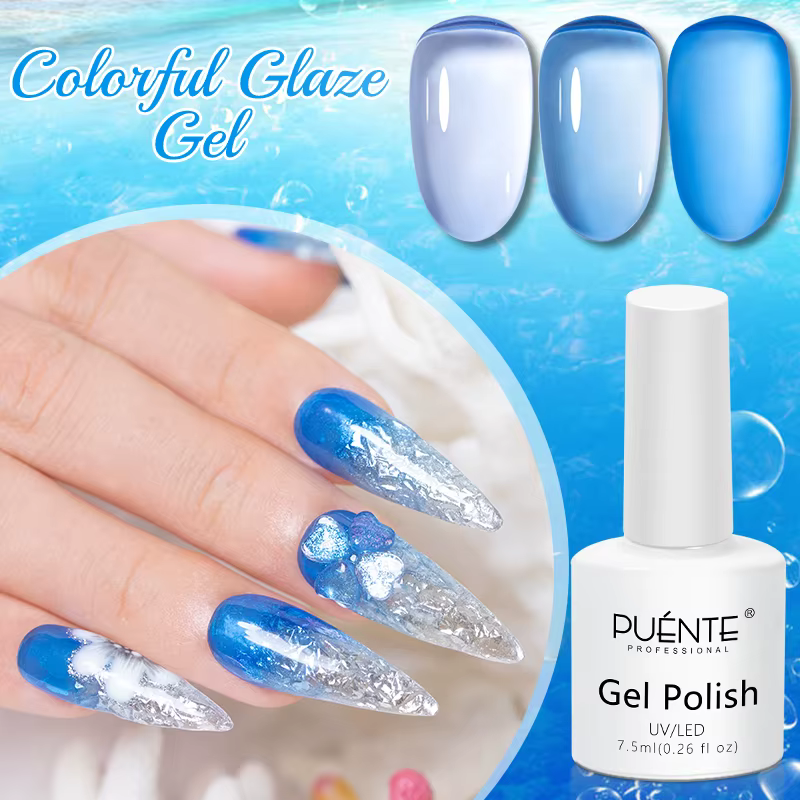 PUENTE gelée verre Gel vernis à ongles 7.5ML translucide coloré glaçure Gel