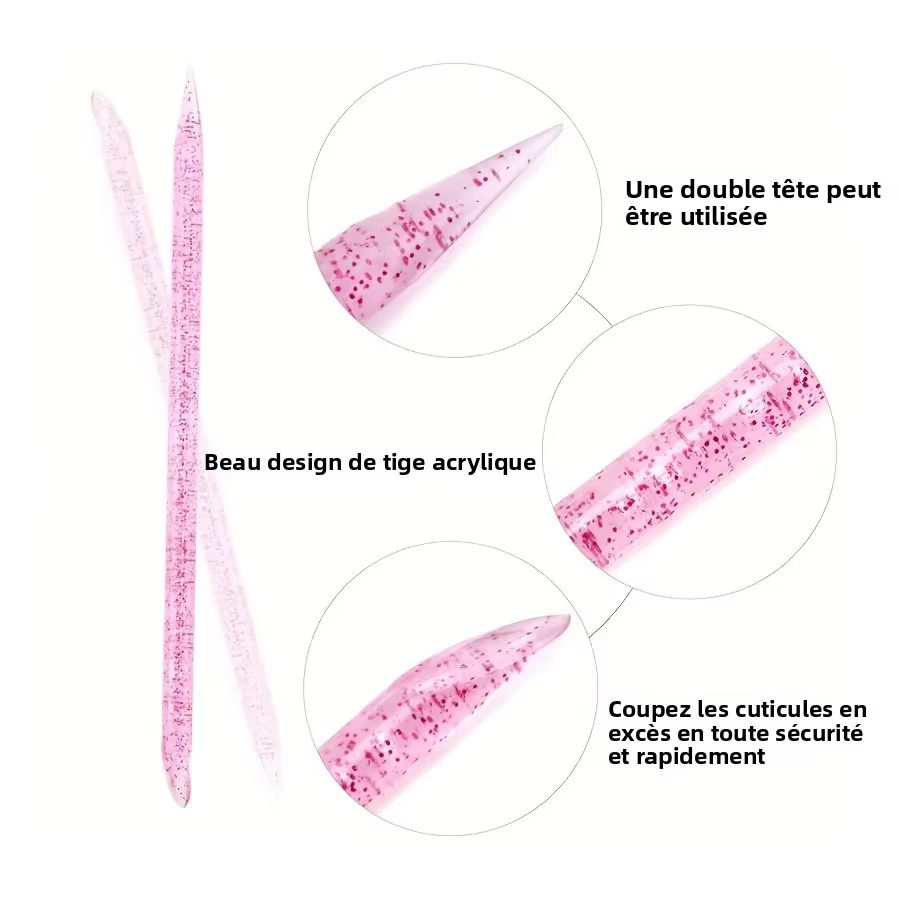 10/50/100 pièces bâton de cristal réutilisable Double extrémité Nail Art poussoir à cuticules outil de retrait de cuticu