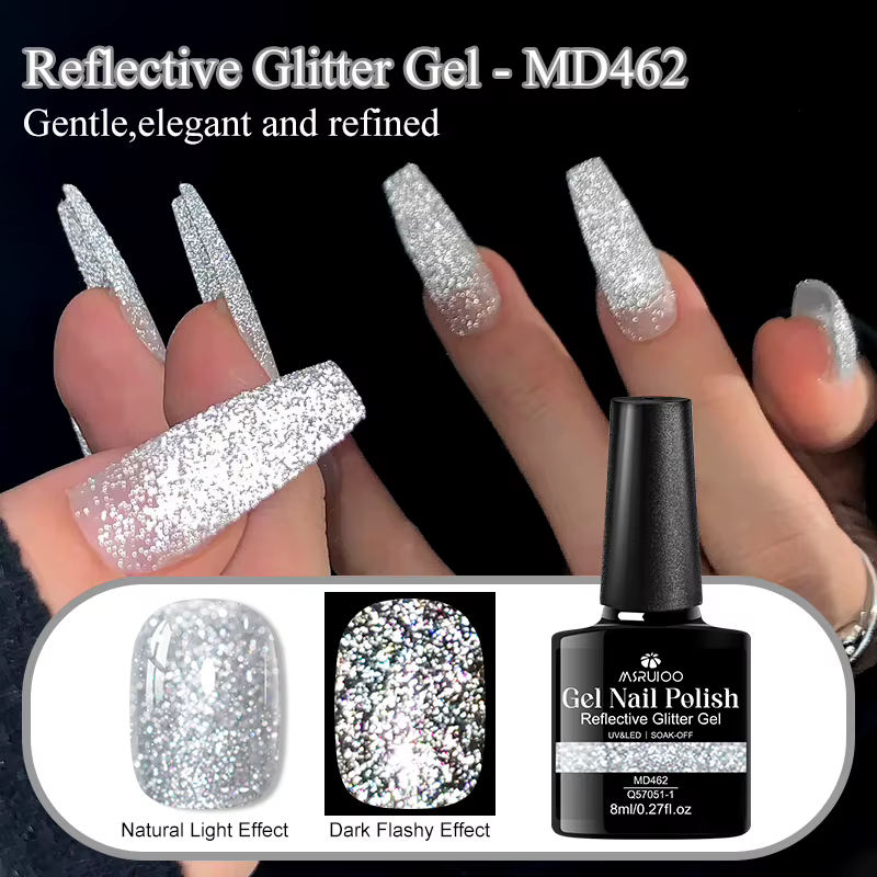 Vernis à ongles gel réfléchissant argenté 8ml