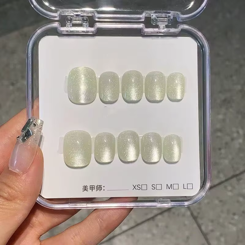 10 pièces photothérapie presse à la main sur les ongles effet oeil de chat faux