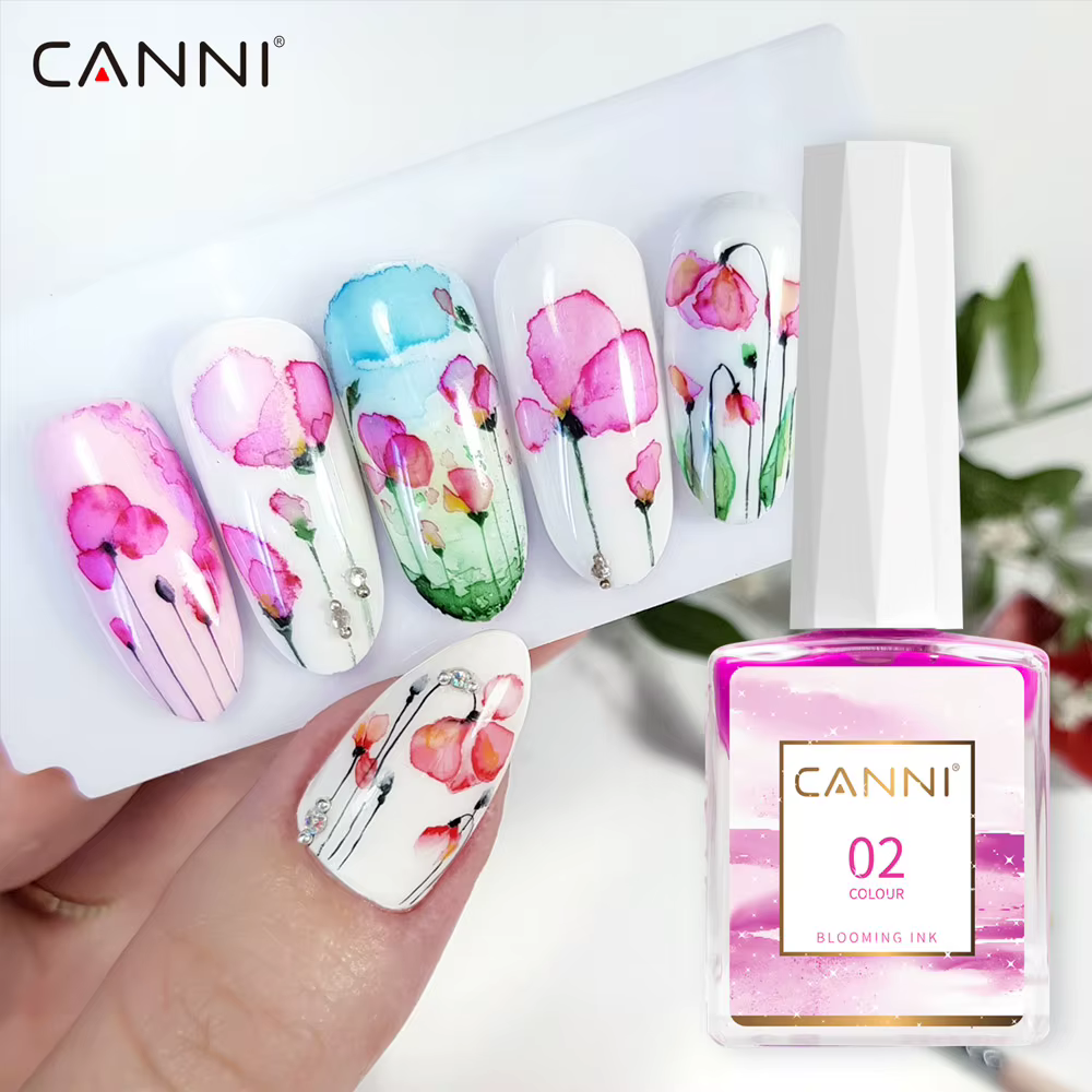 CANNI 9ml Encre à ongles effet marbre doré rose