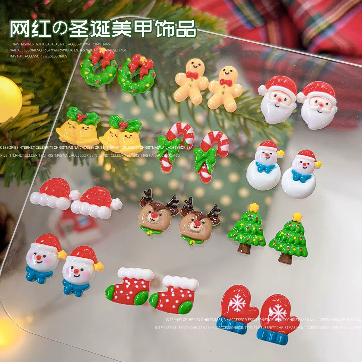 Série de noël, accessoires pour Nail Art, breloques en résine 3D, cloches mignonnes, renne, bonhomme de neige, dessin animé, décorations polyvalentes pour ongles d'hiver