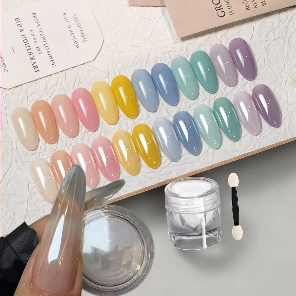 1 Boîte (0, 1g) Poudre à Ongles Effet Miroir Clair de Lune