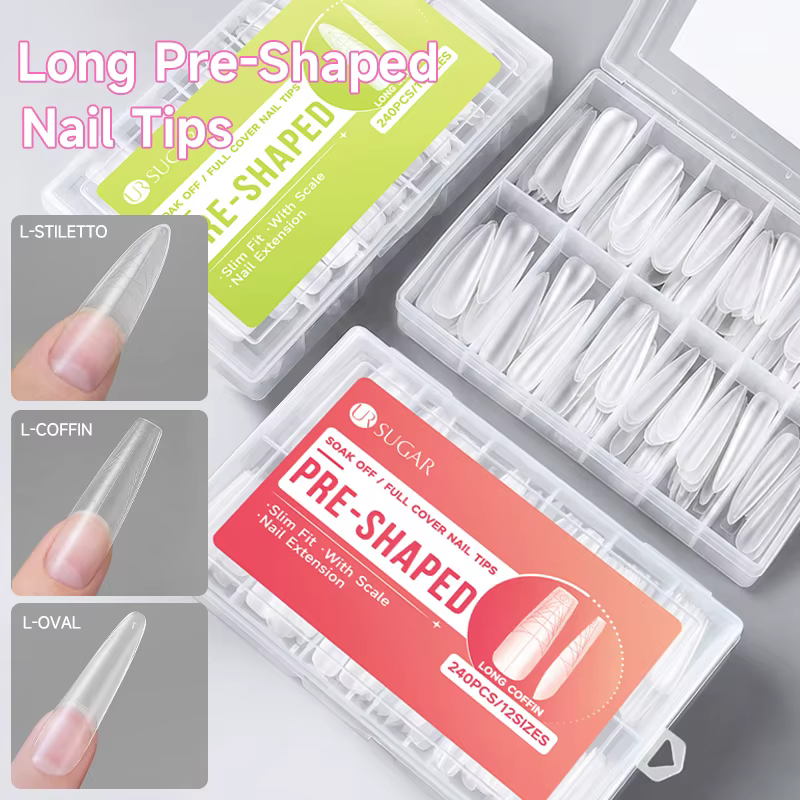UR SUGAR 240PCS Faux ongles fins et longs