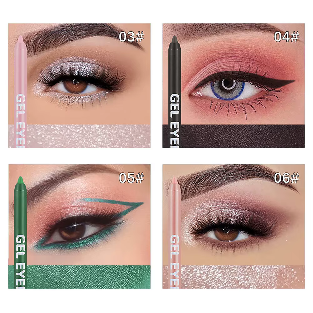 Crayon Eyeliner Gel mat 12 couleurs, doux, facile à porter, coloré, blanc, jaune, bleu, rose, perle, brillant, stylo, crème, outil de maquillage