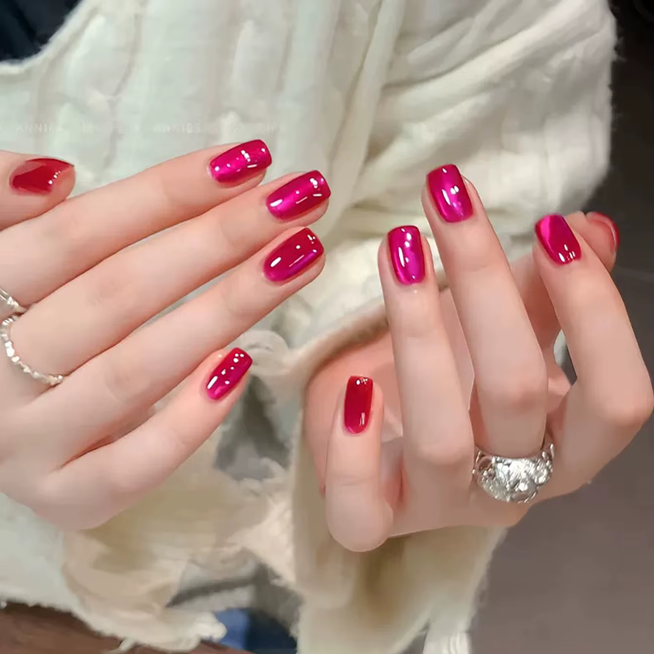 Vernis à ongles gel œil de chat en perles de verre fuchsia ZH 12ML 2026