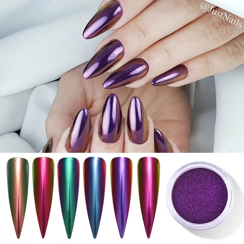 Poudre chromée pour ongles