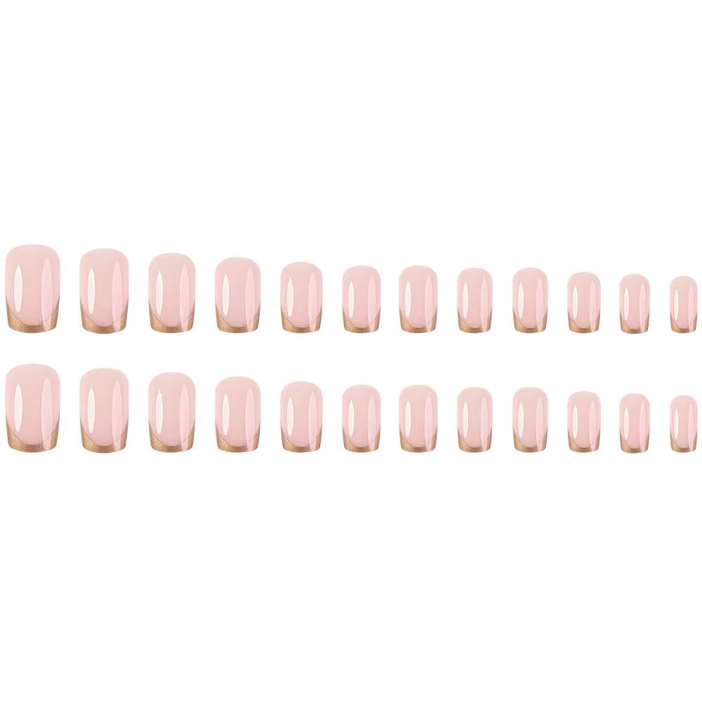 24 pièces autocollants français dorés pour ongles faux
