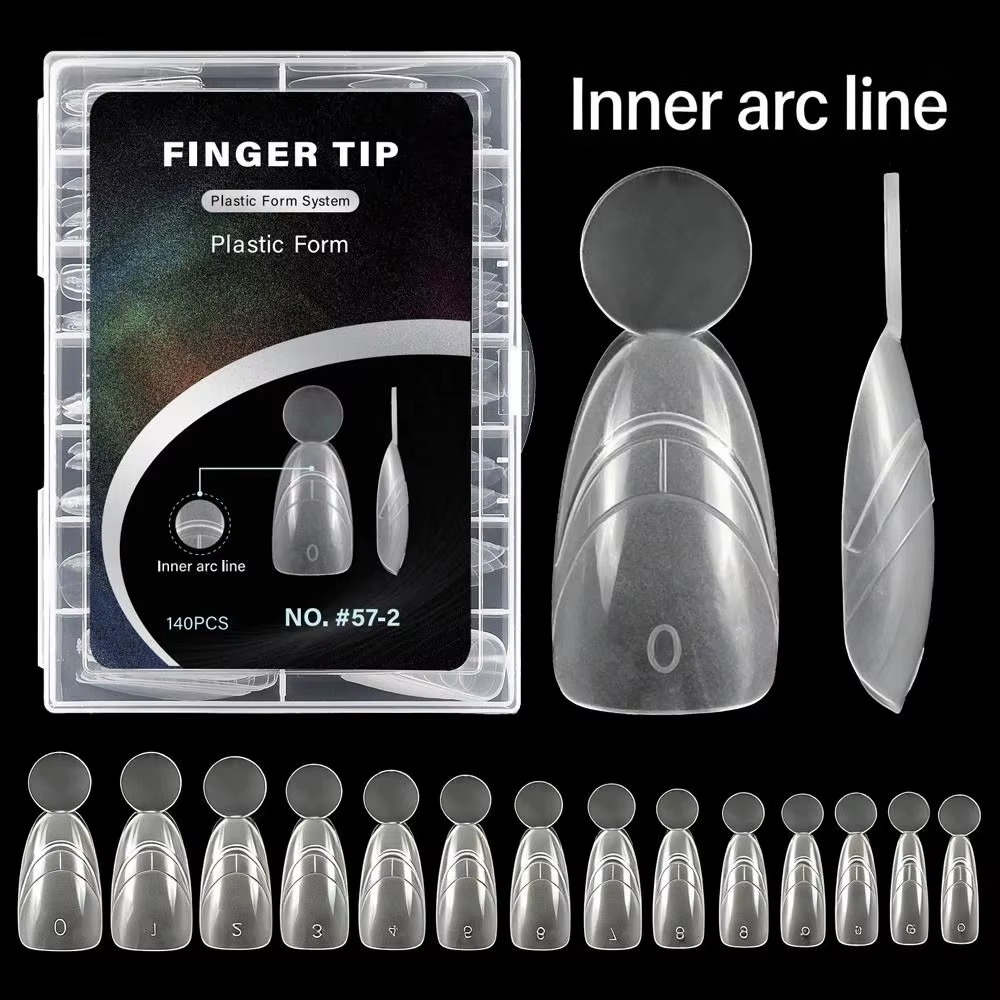 140 pièces de formes à ongles françaises à surface mate avec ligne française intérieure