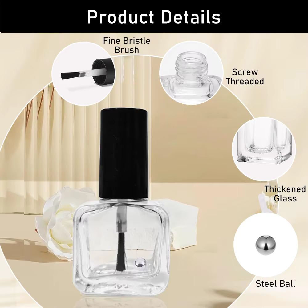 Bouteilles de vernis à ongles vides avec brosse