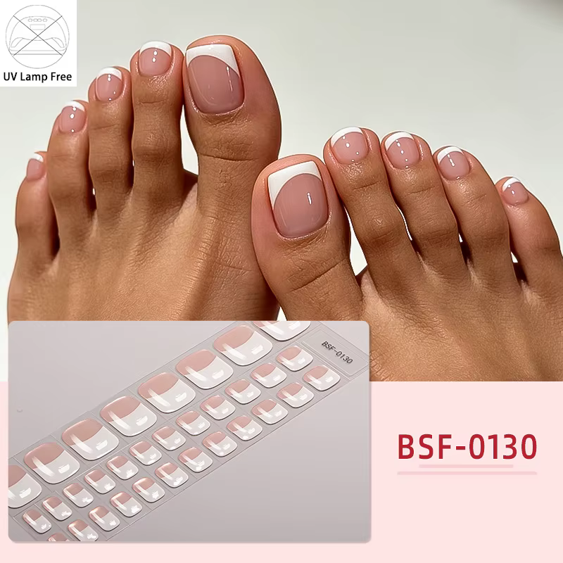 Autocollants pour ongles de pieds en gel sans UV style français