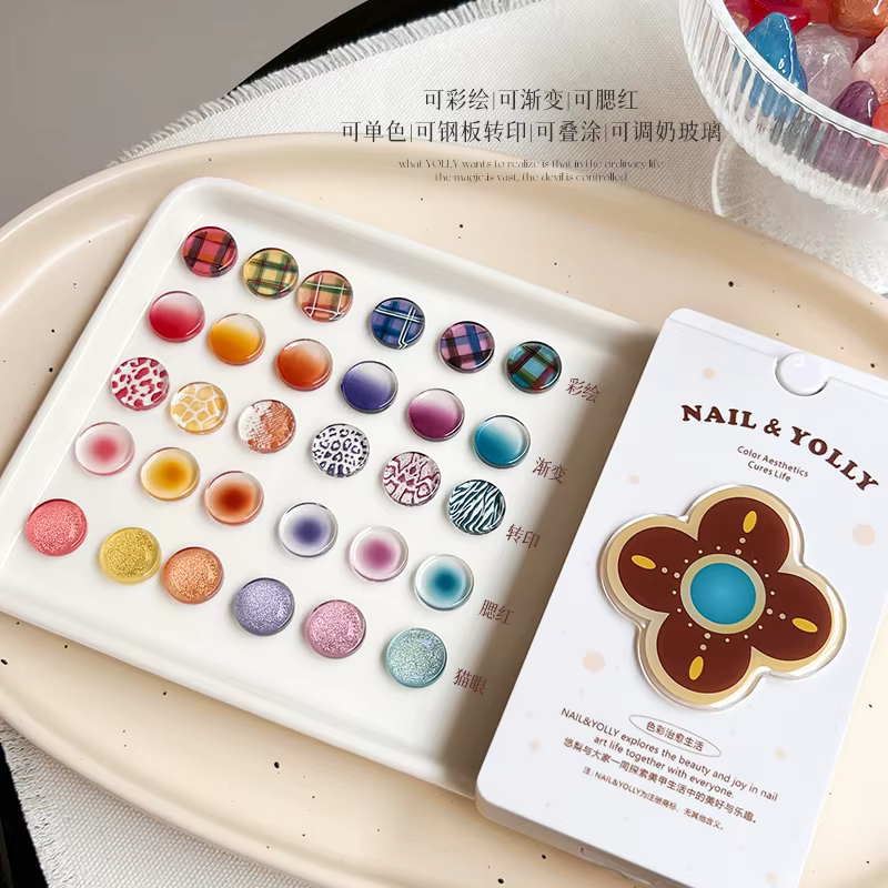 NAIL & YOLLY 18 couleurs 3D peint solide Gel paillettes UV Gel vernis Palette ongles crème Art Semi Permanent tremper