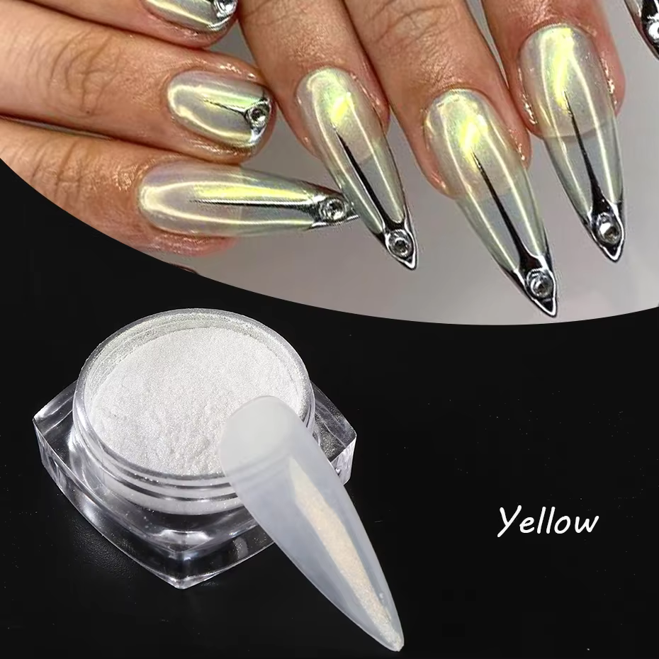 Poudre à ongles effet perle blanche claire