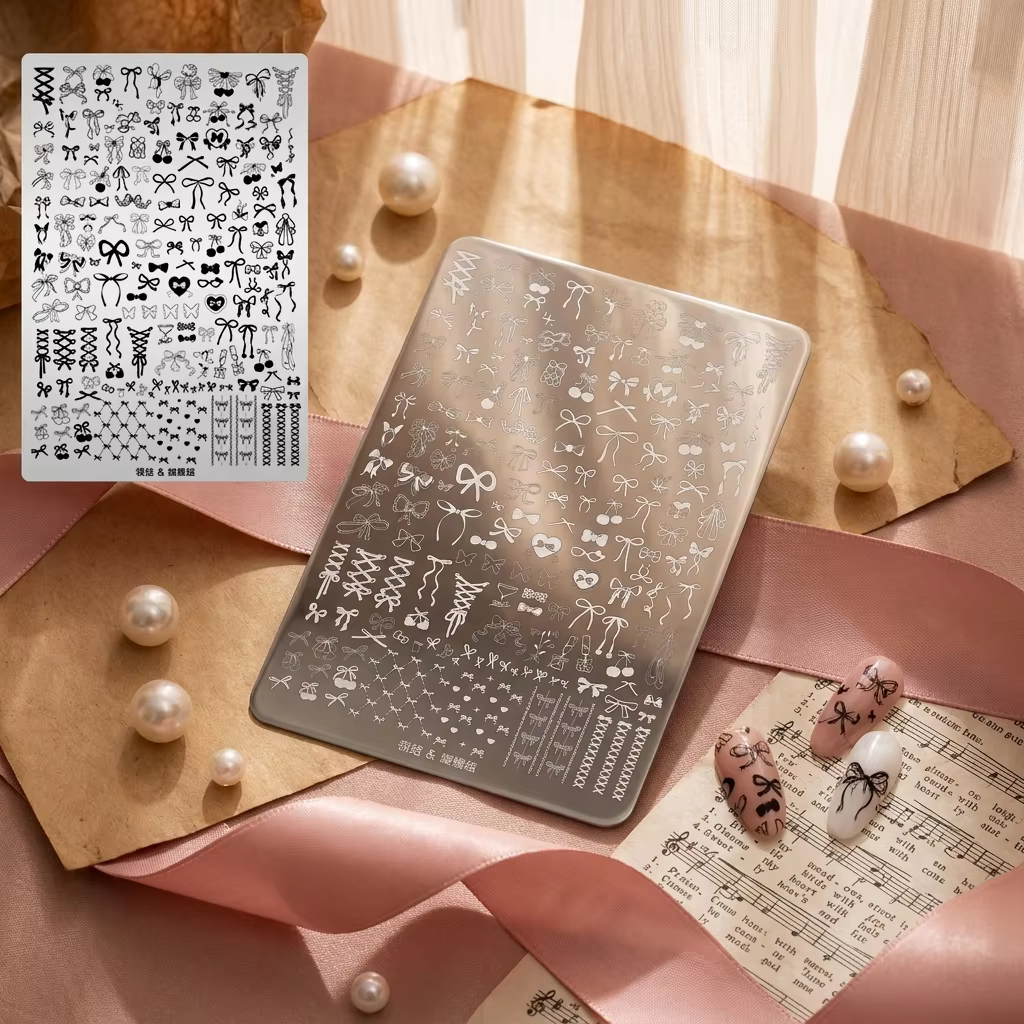 Plaque de tamponnage pour ongles à motif rayé