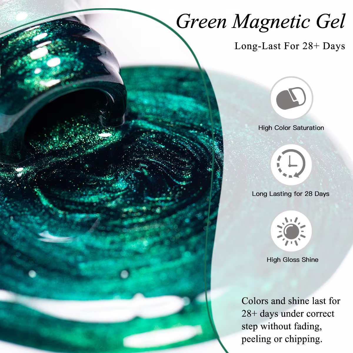 Vernis à ongles Gel magnétique chat à paillettes vertes