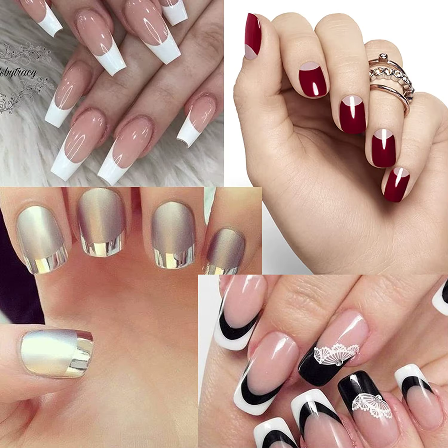 Autocollants pour designs d'ongles de manucure française