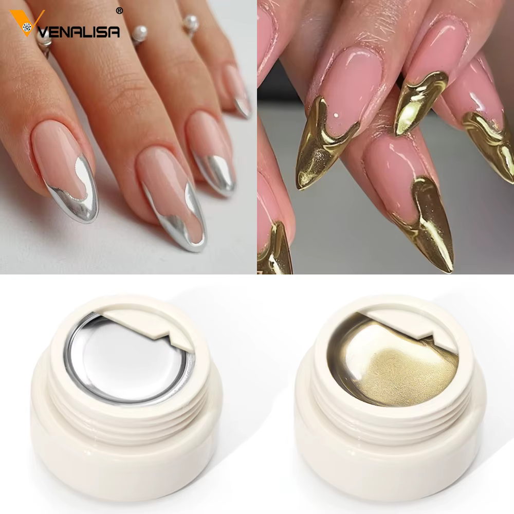 VENALISA argent doré peinture Gel français ongles Gel CANNI galaxie cristal clair de lune oeil de chat scintillant paillettes Gel Semi-Permanent